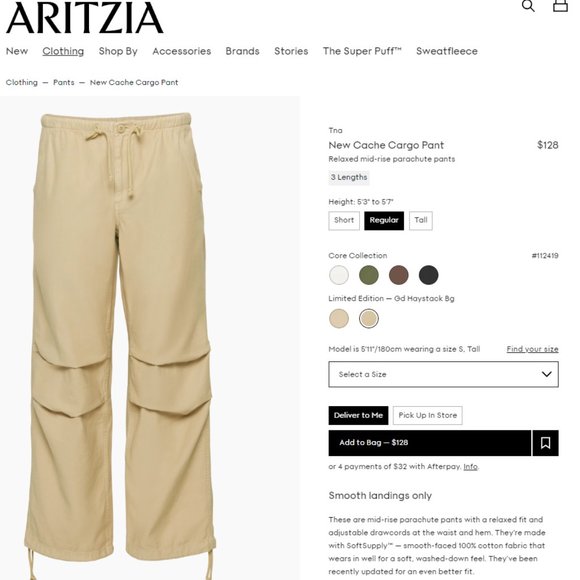 NWT! Aritzia TNA Cache Cargo Pants Size XS - Picture 5 of 11